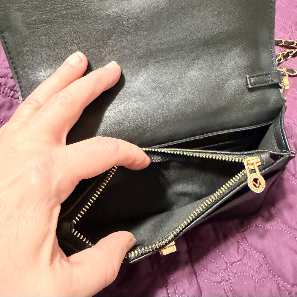 Valentino Orlandi Black Vegan Leather Crossbody with Gold Hardware - Picture 7 of 11